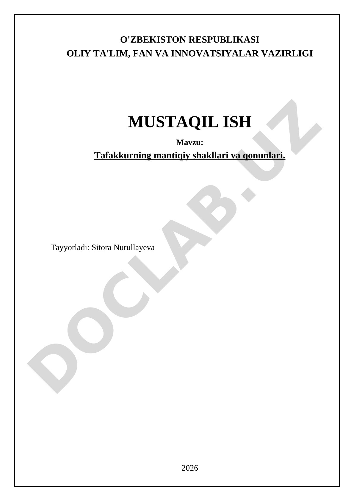 Tafakkurning mantiqiy shakllari va qonunlari