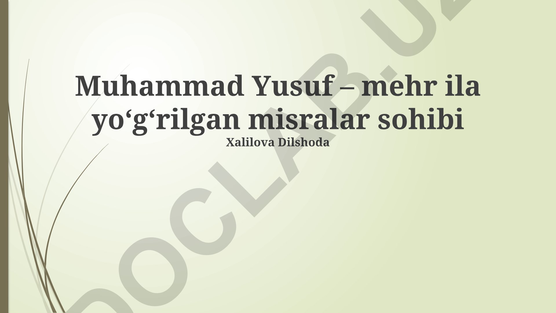 Muhammad Yusuf she'riyatining merosi va ta'siri