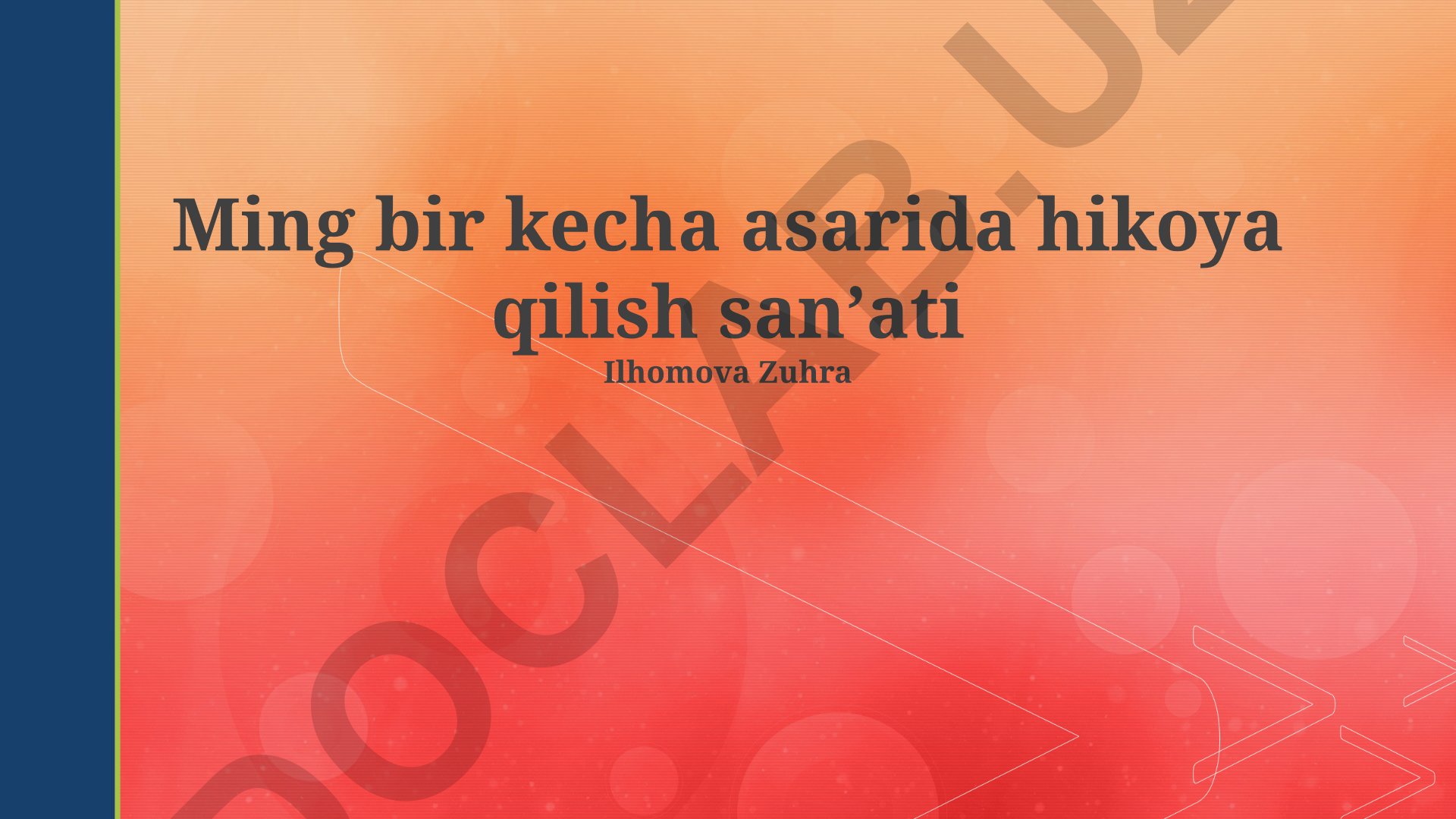 Ming bir kecha asarida hikoya qilish sanʼati