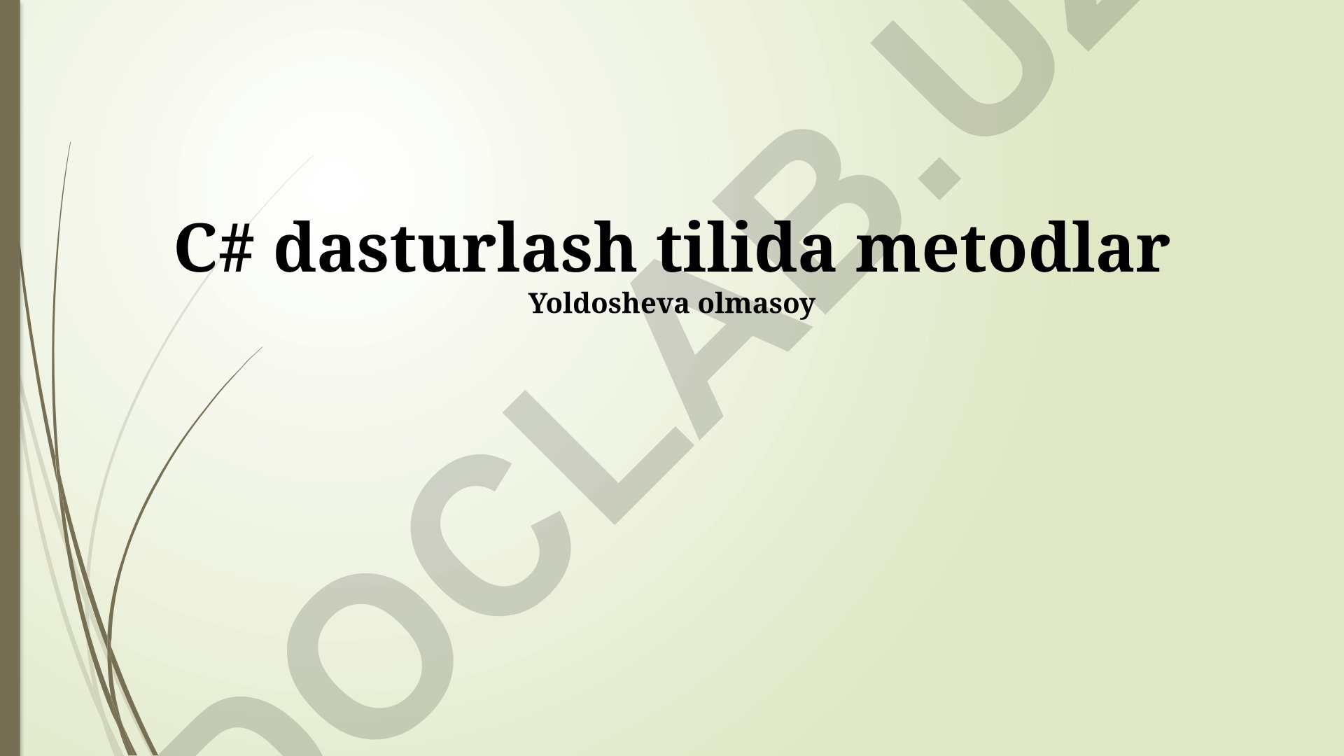C# dasturlash tilida metodlar