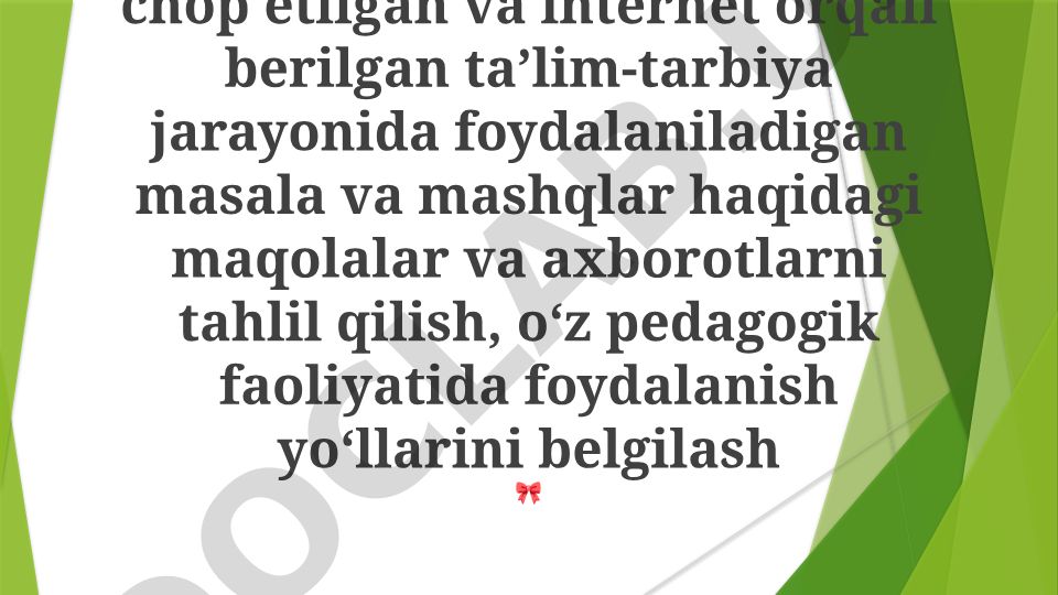Ilmiy maqolalar va pedagogik qo'llanmalarni tahlil qilish