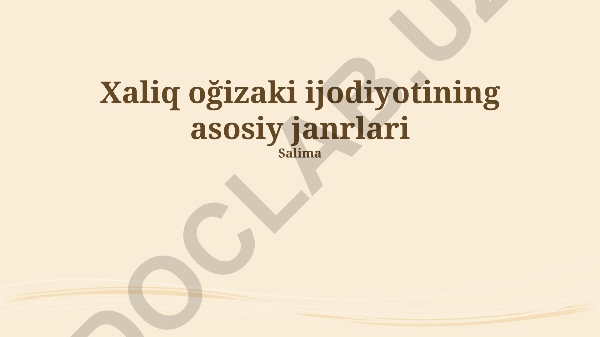 Xalq ogʻzaki ijodiyotining asosiy janrlari