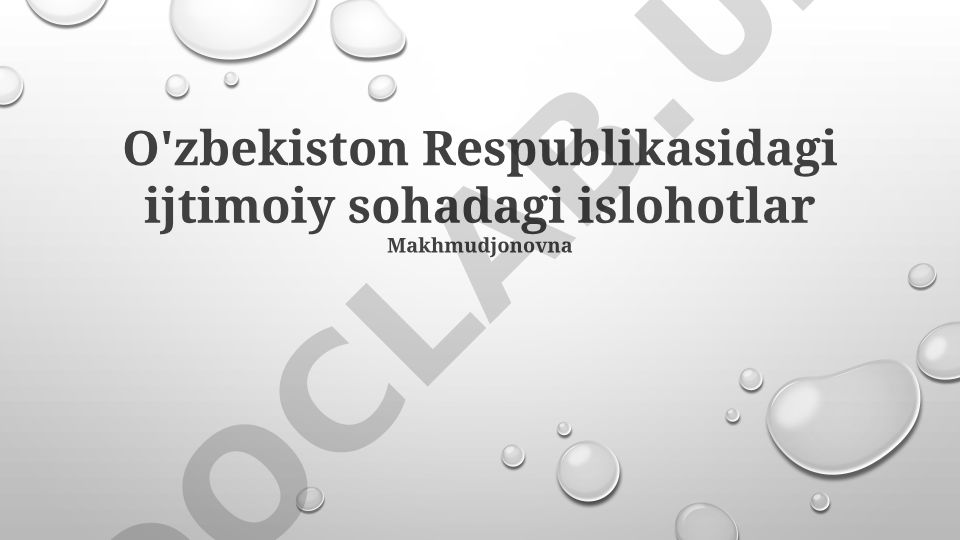 O'zbekistonda ijtimoiy islohotlar tarixi va istiqbollari