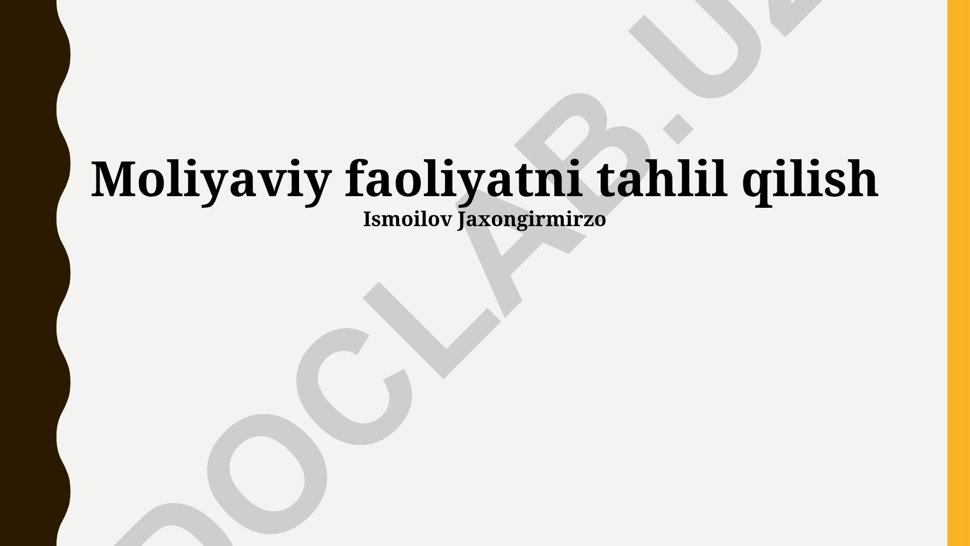 Moliyaviy faoliyatni tahlil qilish