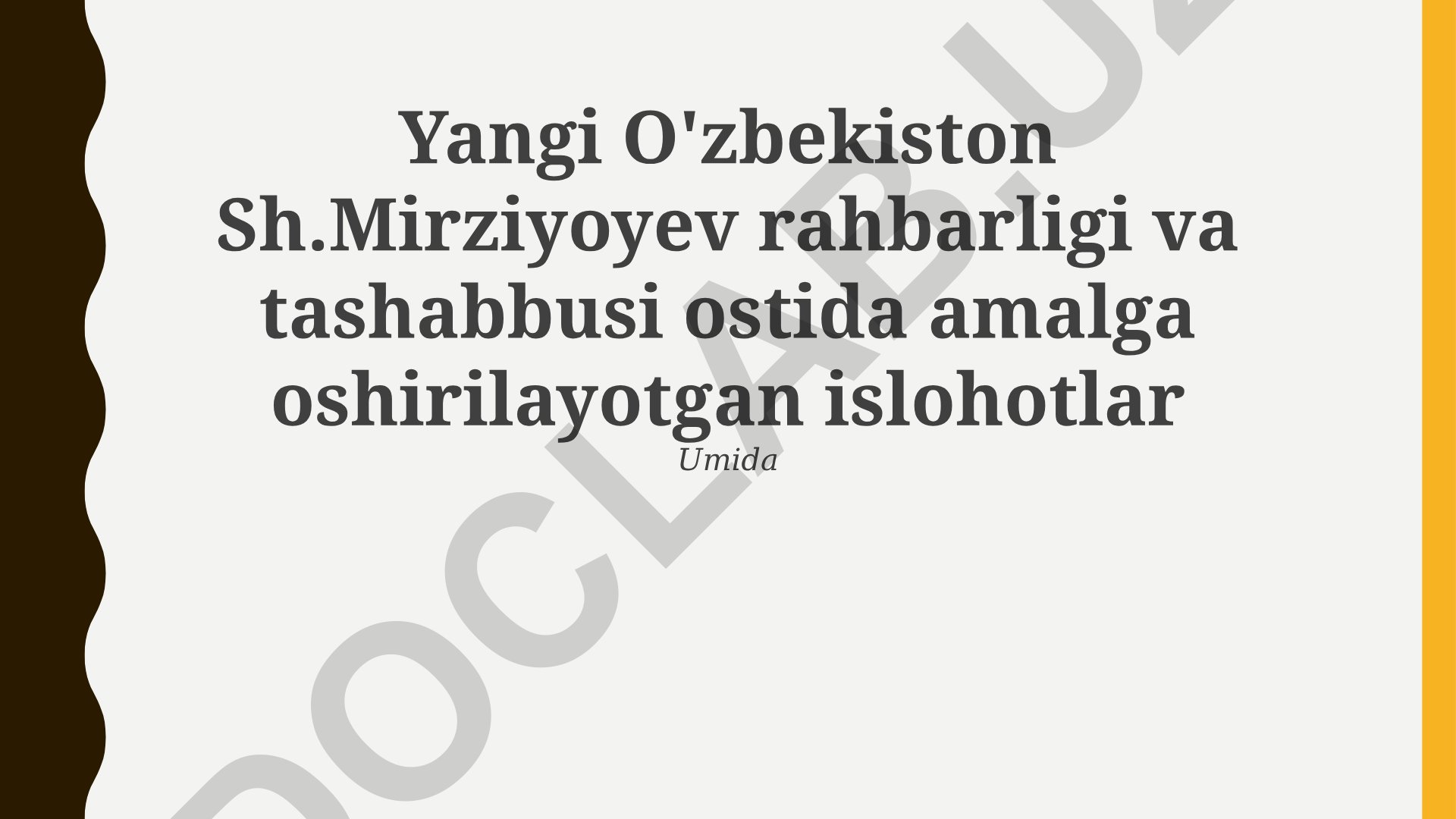 Yangi O'zbekiston islohotlari va ularning asosiy yo'nalishlari