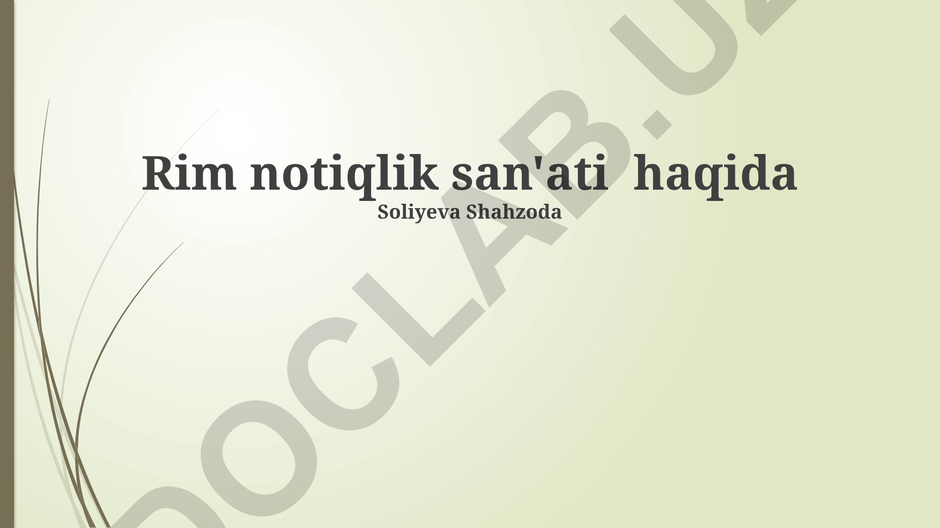 Rim notiqlik san'ati asoslari va nutq madaniyati