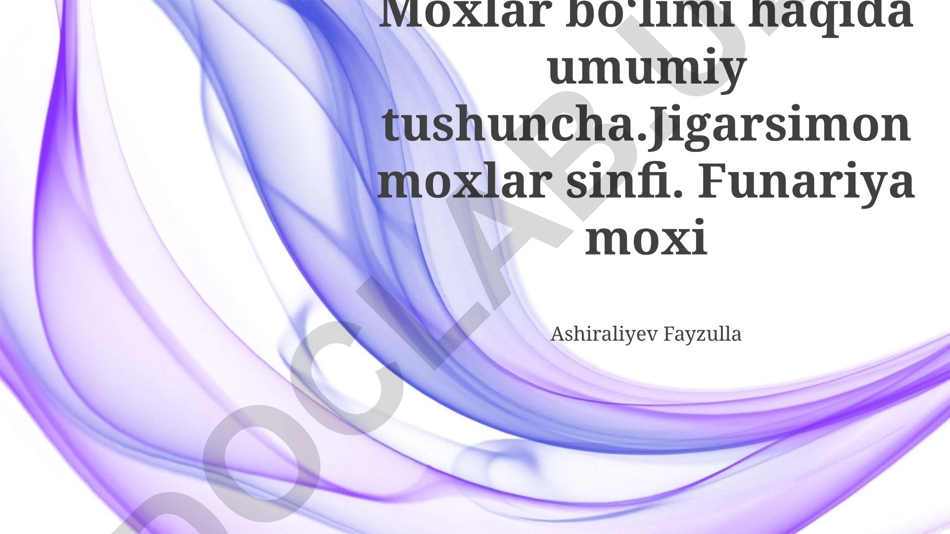 Moxlar boʻlimi va Funariya moxi haqida