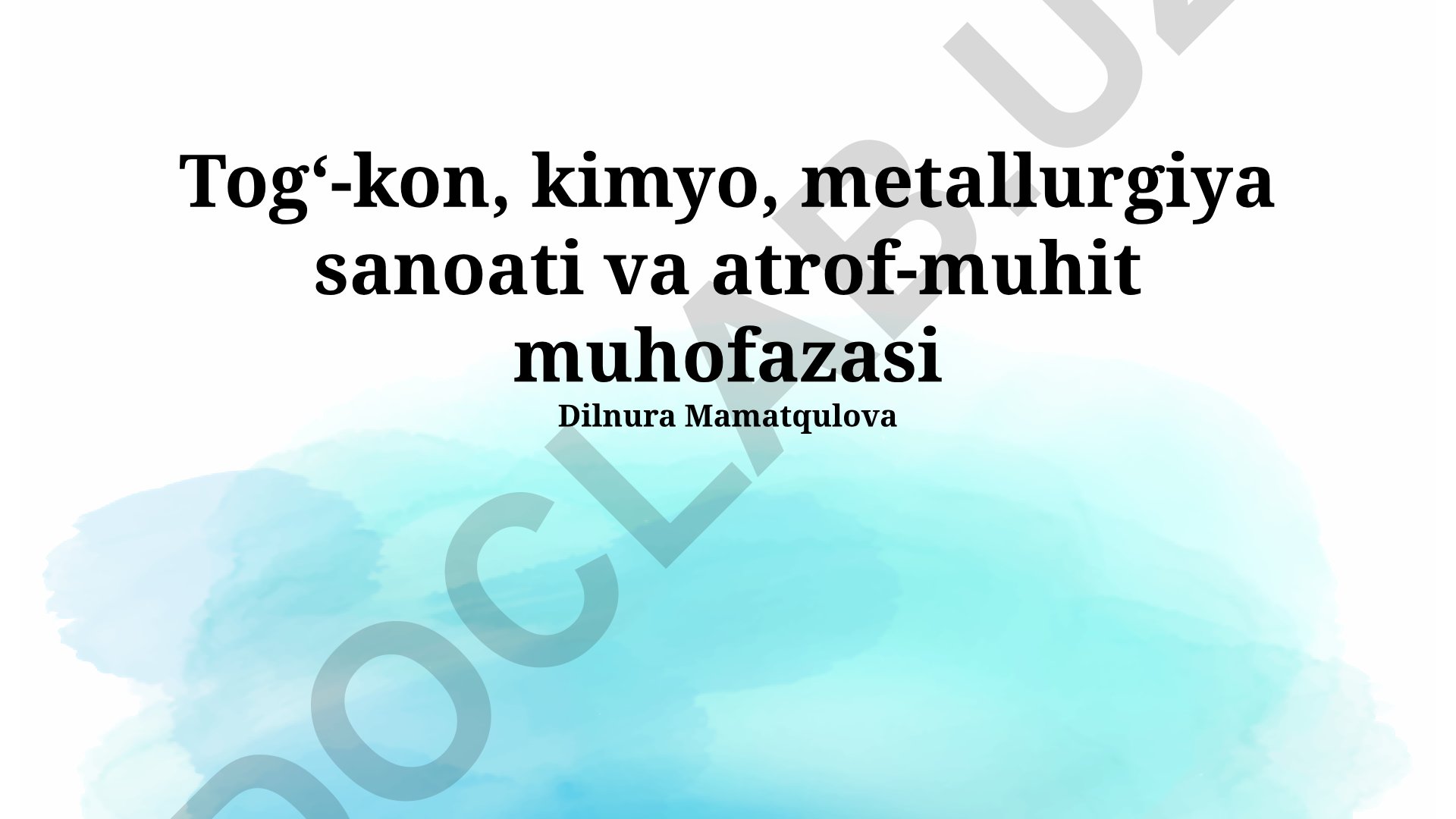 Togʻ-kon, kimyo, metallurgiya sanoati va atrof-muhit muhofazasi