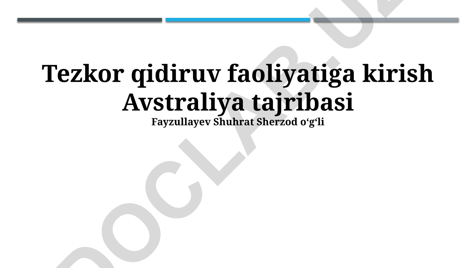 Avstraliyada tezkor qidiruv faoliyati va tajribalari