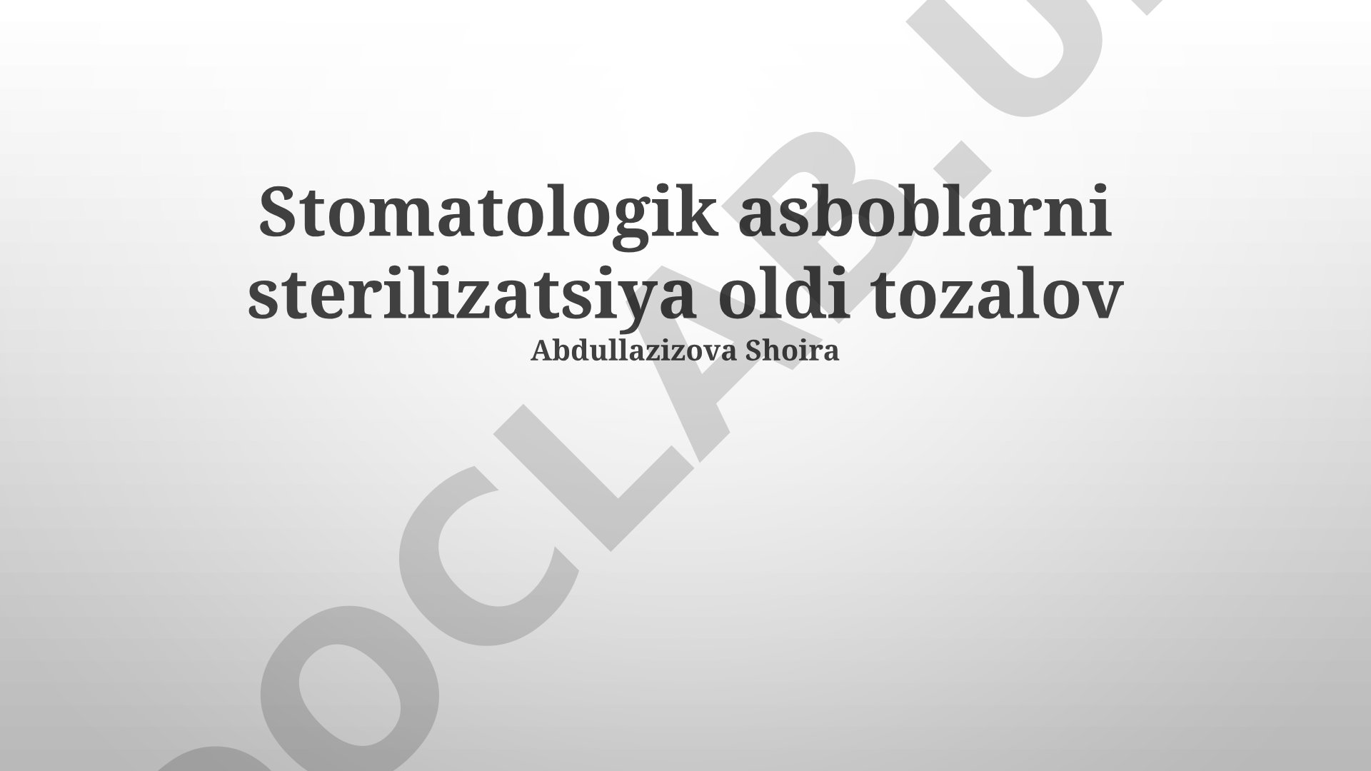 Stomatologik asboblarni sterilizatsiya oldi tozalash