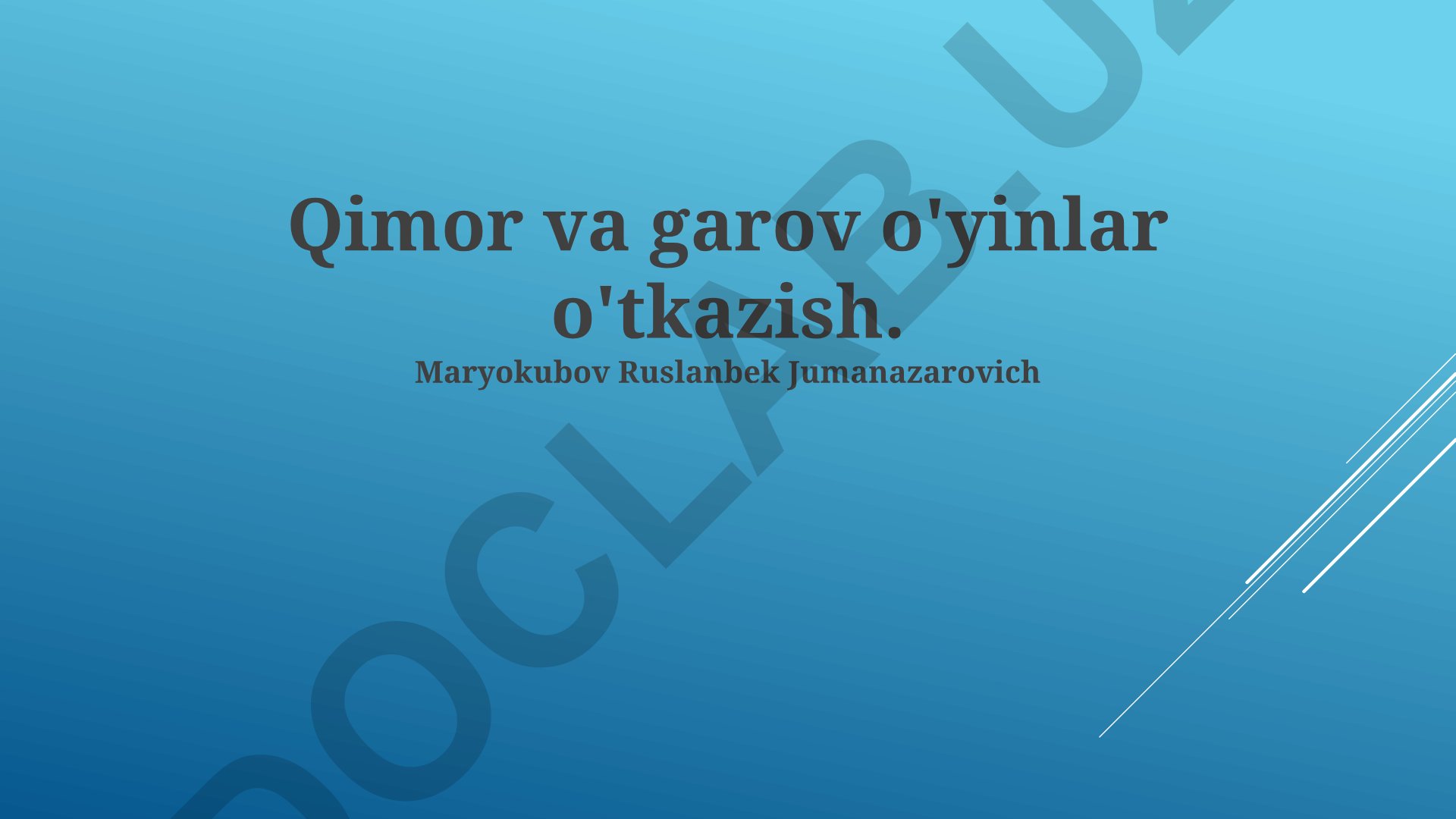 Qimor va garov o'yinlar o'tkazish