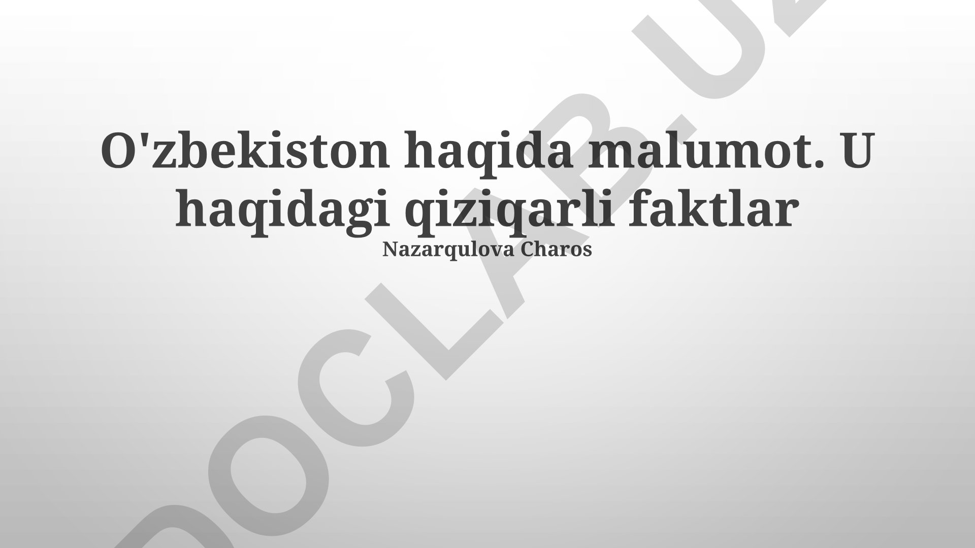 O'zbekiston madaniyati, tarixi va kelajak istiqbollari