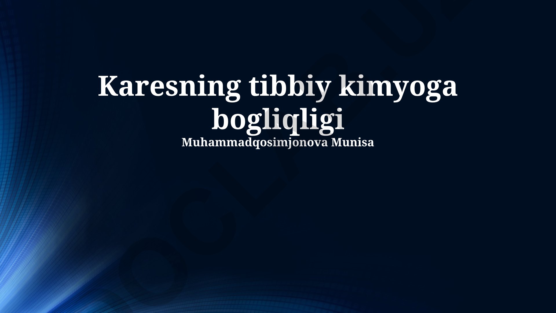 Karesning tibbiy kimyoga bog'liqligi