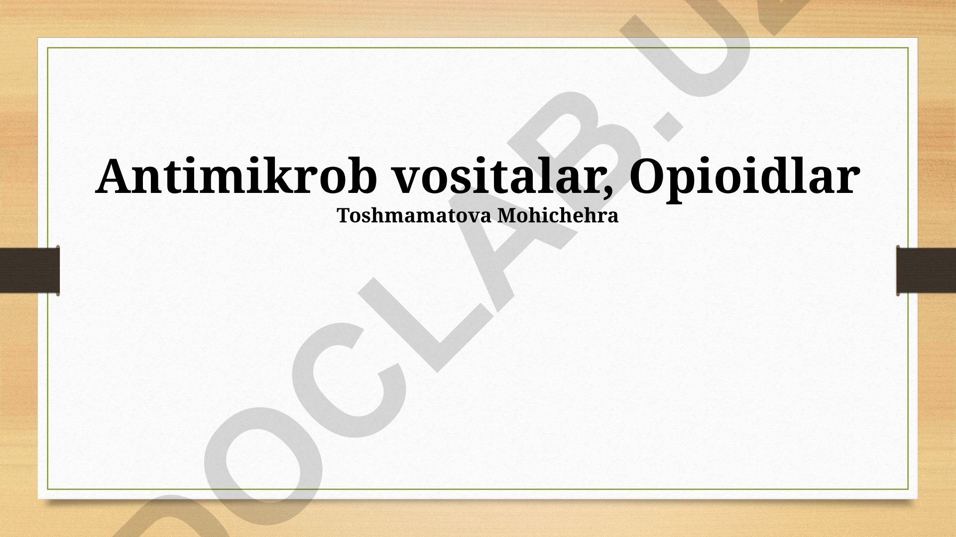 Antibakterial vositalar va opioidlarning o'zaro ta'siri