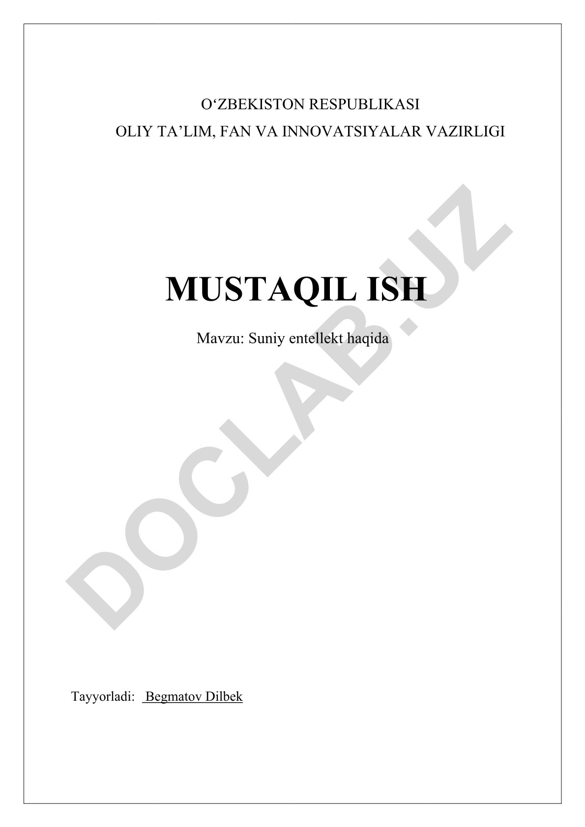 Suniy intellekt haqida