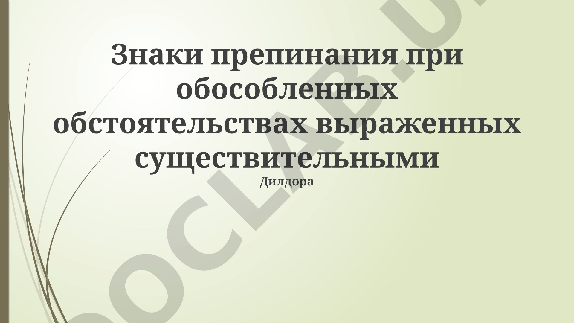 Знаки препинания при обособленных обстоятельствах выраженных существительными