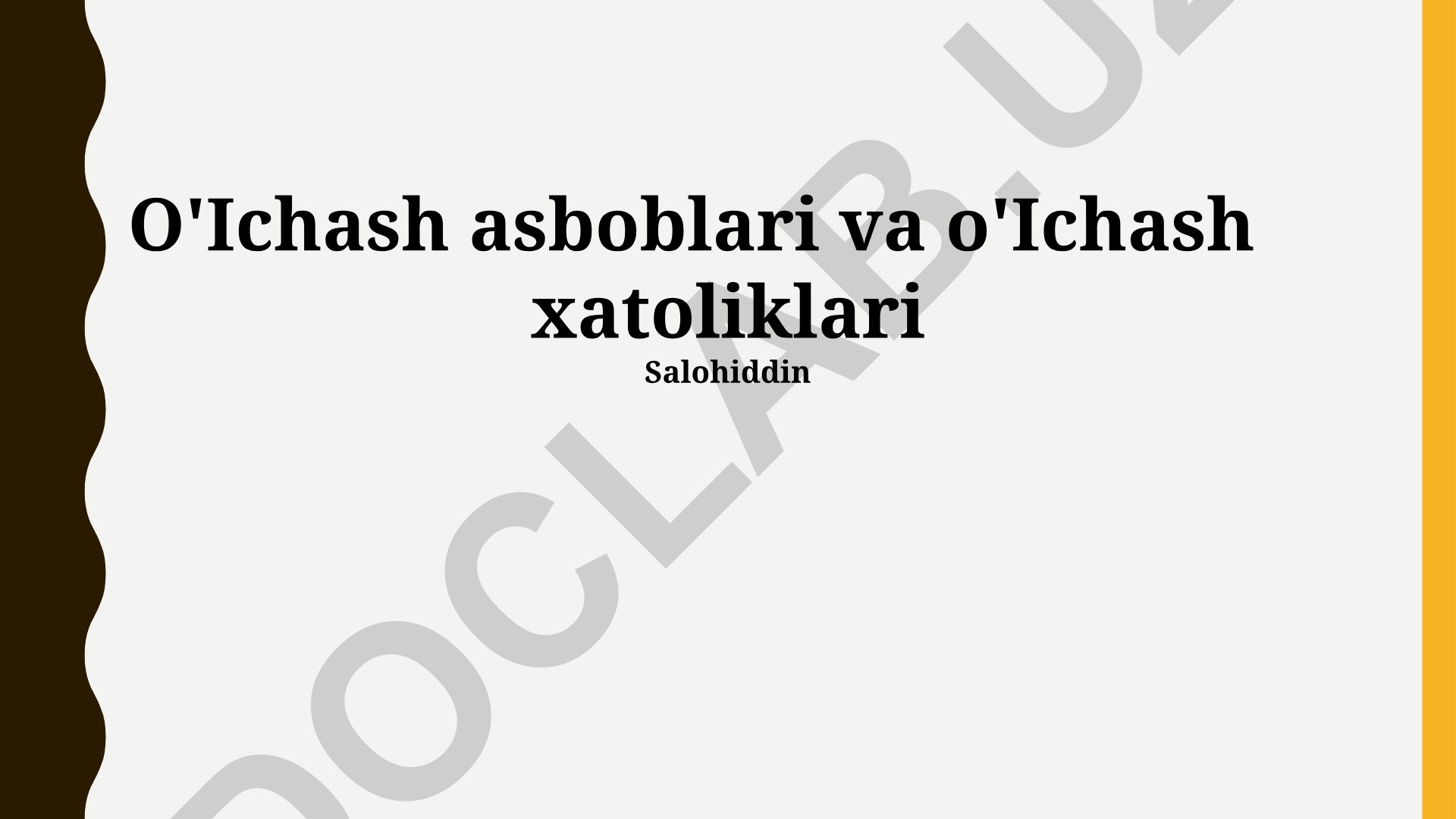 O'lchash asboblari va o'lchash xatoliklari
