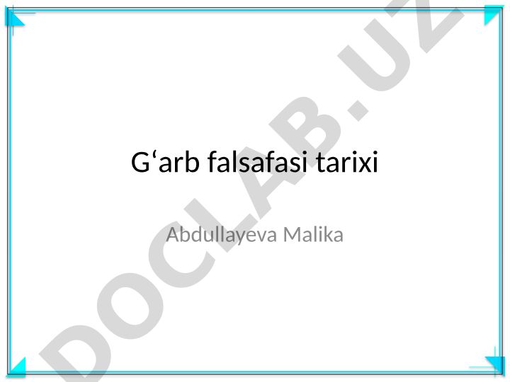 Gʻarb falsafasi tarixi
