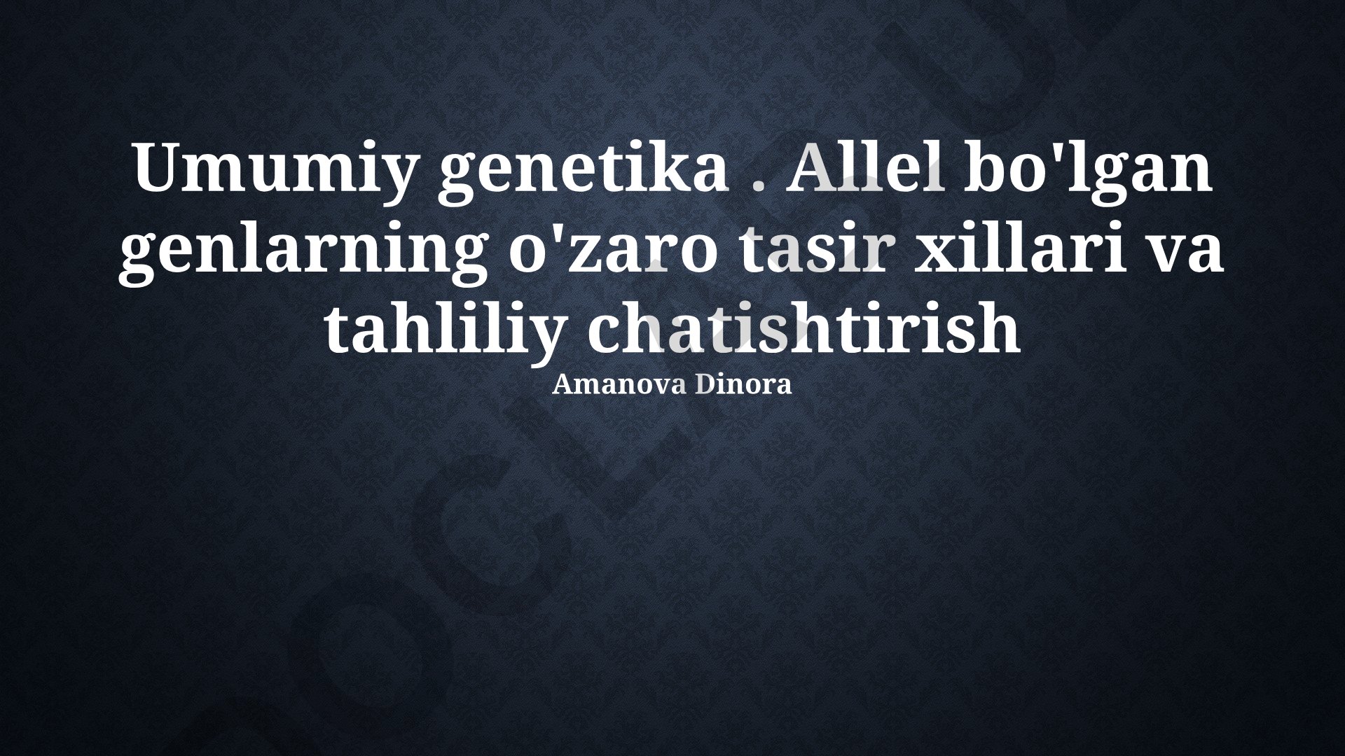 Allel genlar o'rtasidagi o'zaro ta'sir turlari va analitik chatishtirish