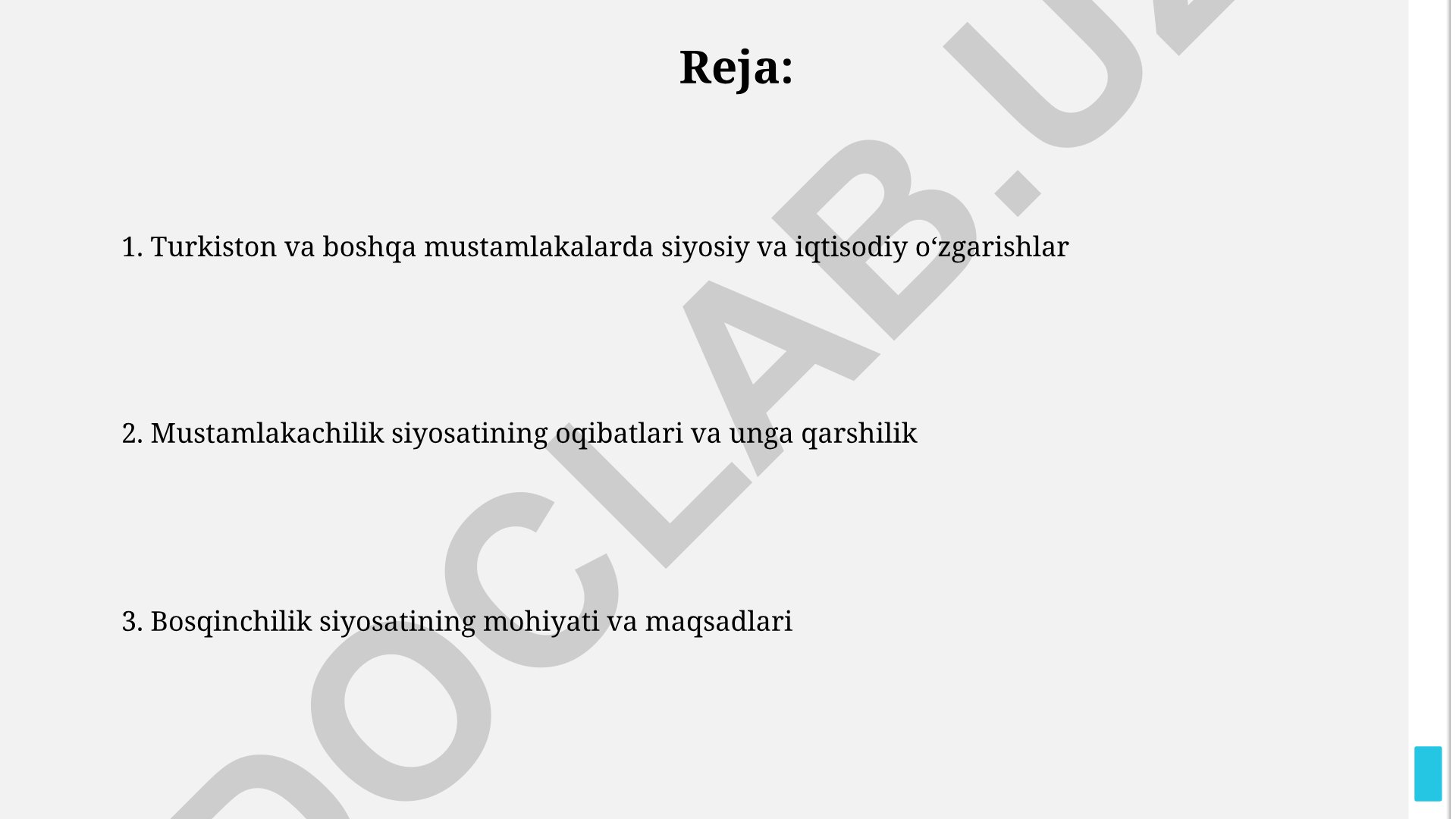 Turkiston va boshqa mustamlakalarda siyosiy va iqtisodiy oʻzgarishlar