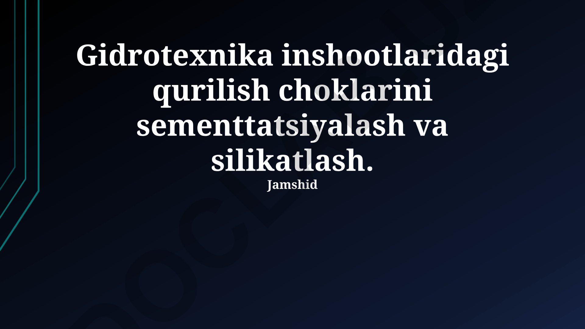 Gidrotexnika inshootlaridagi qurilish choklarini sementtatsiyalash va silikatlash
