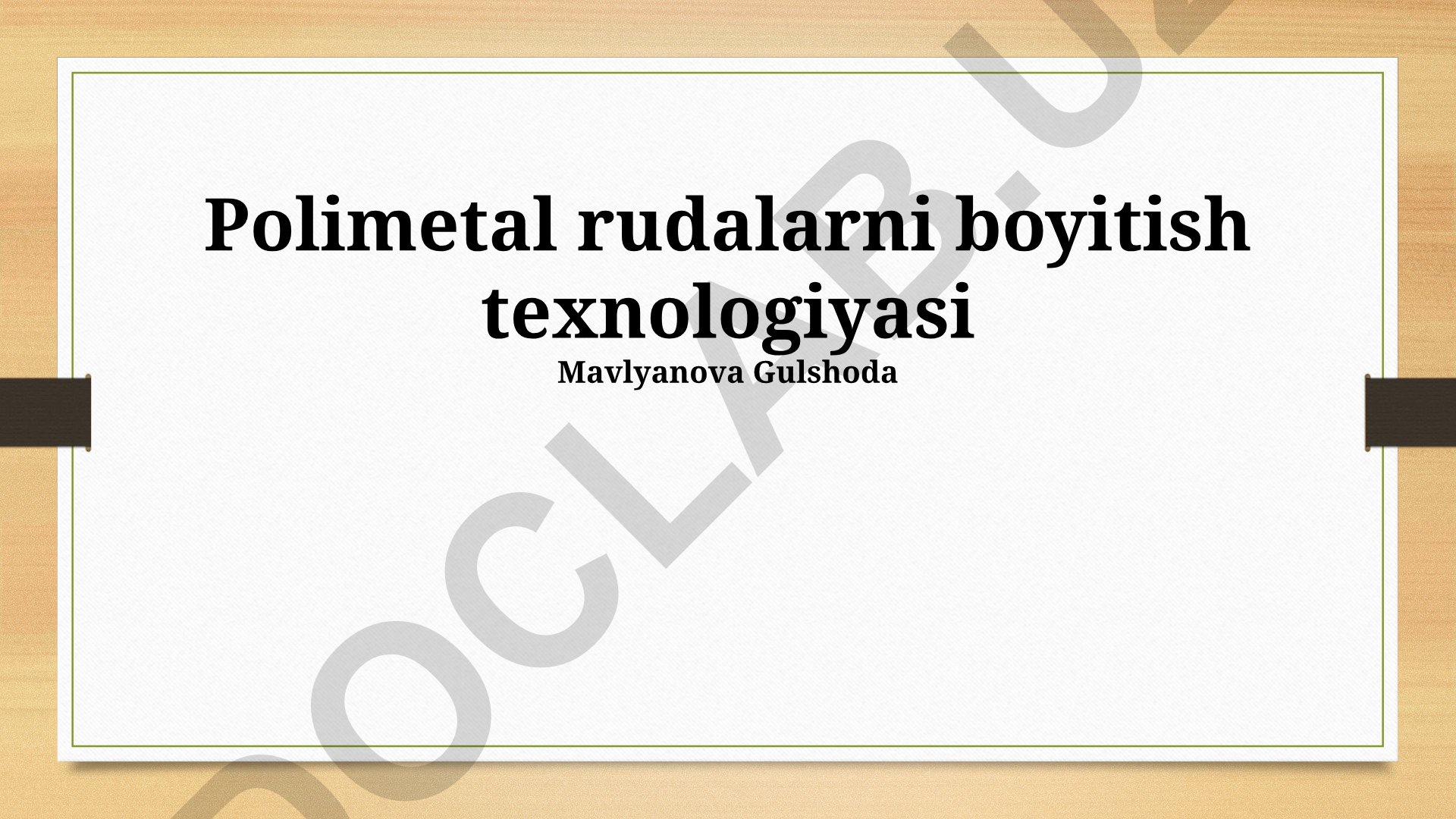 Polimetal rudalarni boyitish texnologiyasi