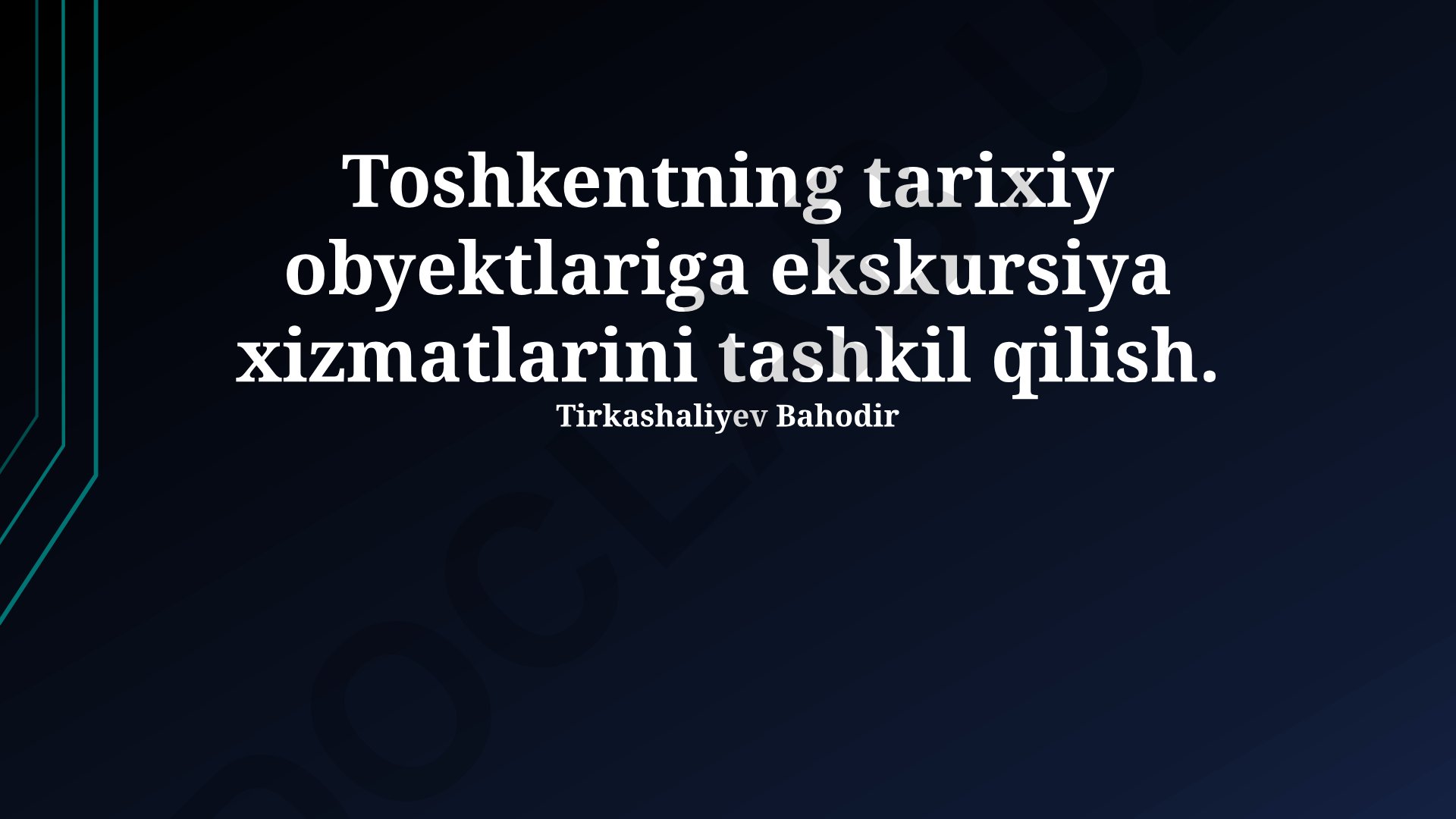 Toshkentning tarixiy obyektlariga ekskursiya xizmatlarini tashkil qilish