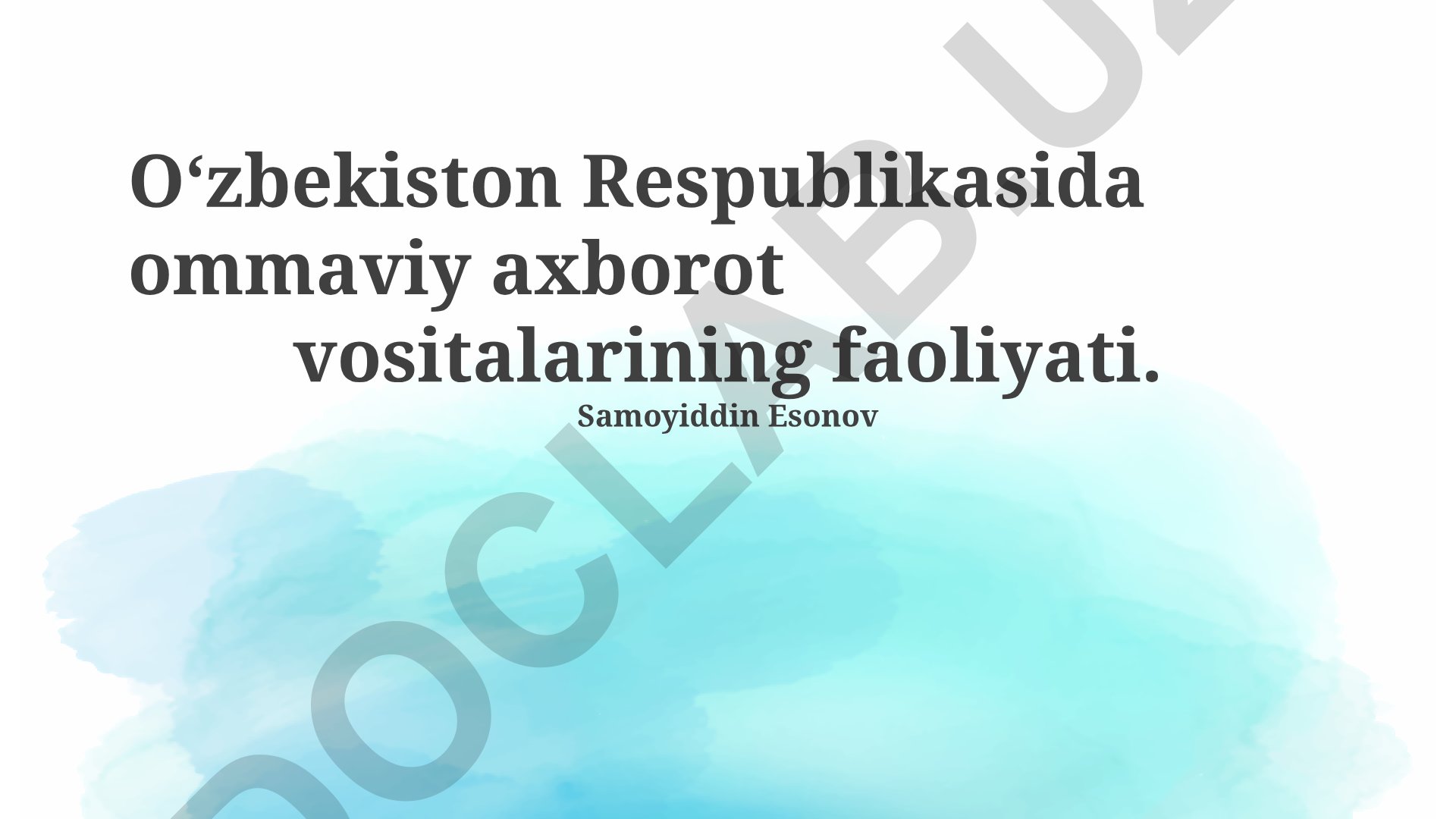 O‘zbekiston Respublikasida ommaviy axborot vositalarining faoliyati