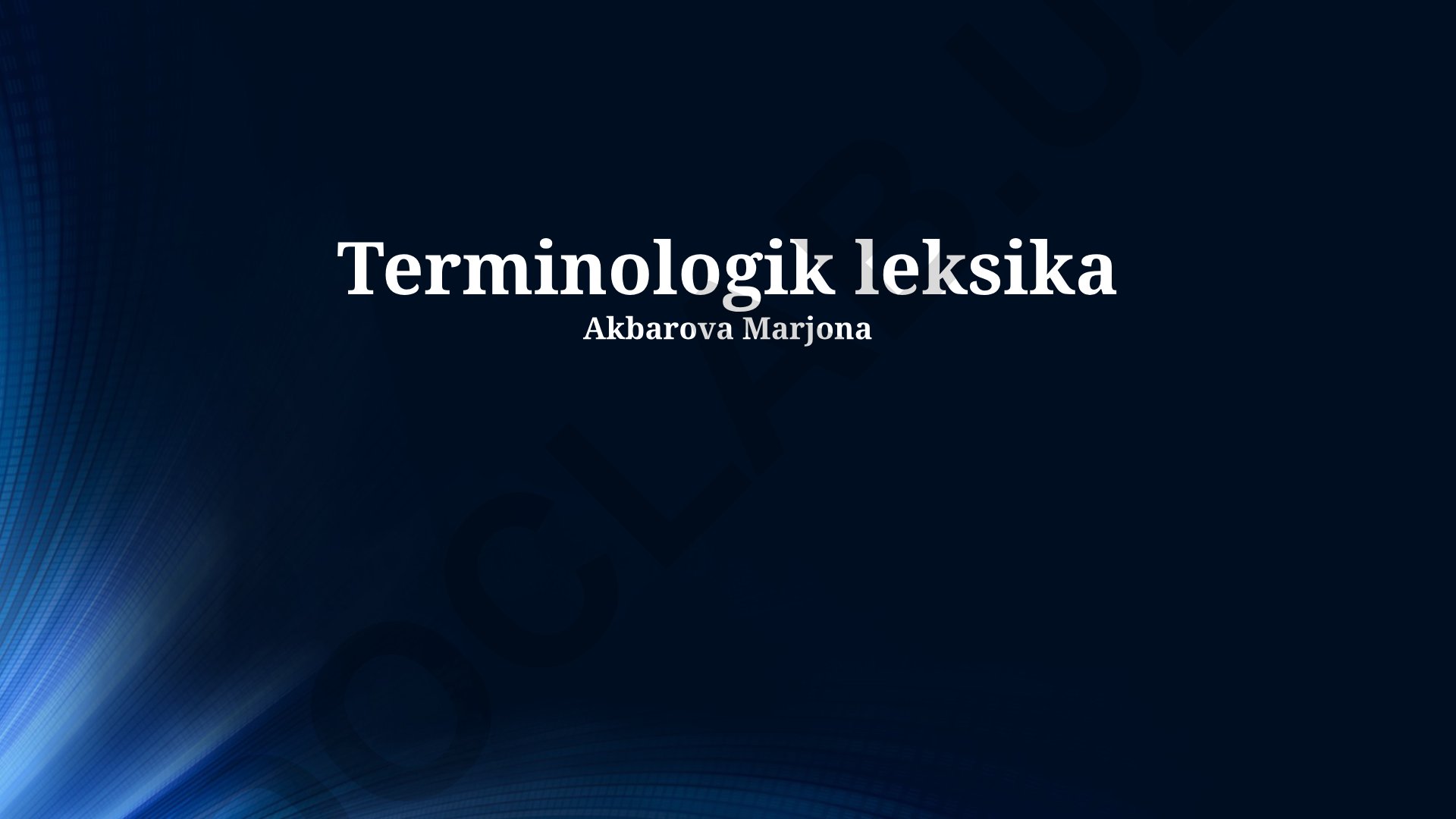 Terminologik leksikoniyani tuzish, tahrirlash va foydalanish