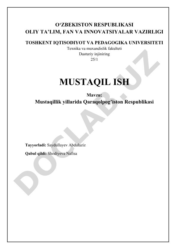 Mustaqillik yillarida Qaraqolpog'iston Respublikasi