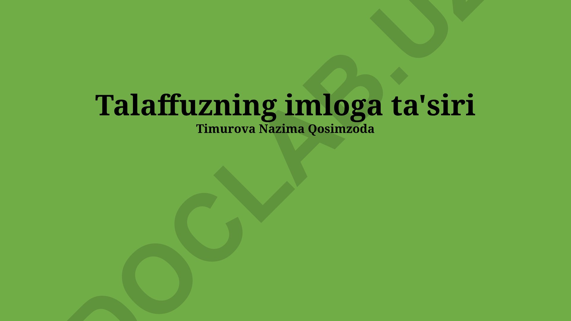 Talaffuzning imloga ta'siri