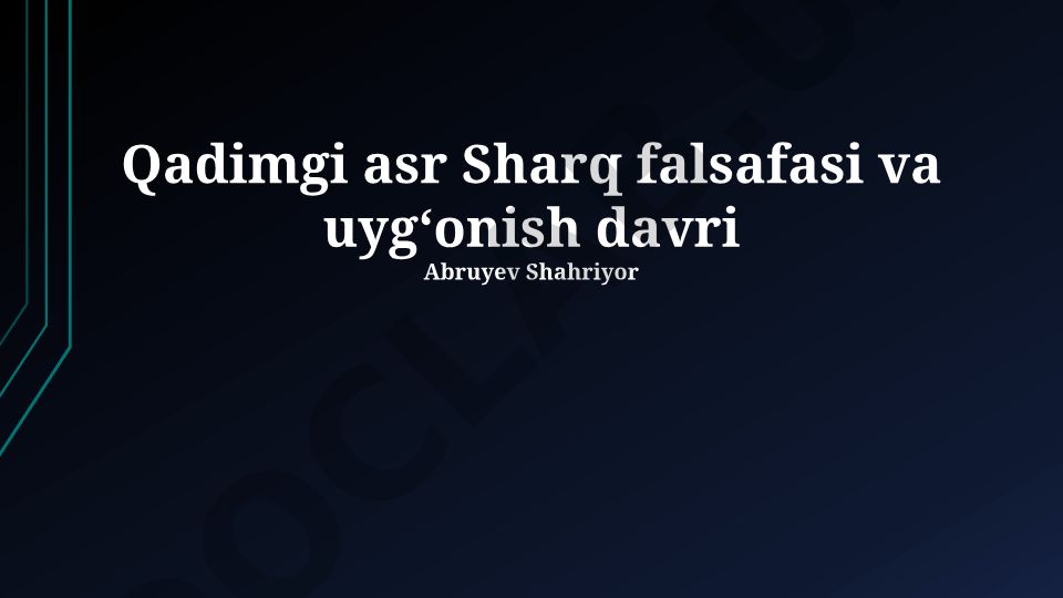 Qadimgi Sharq falsafasining Uyg'onish davriga ta'siri