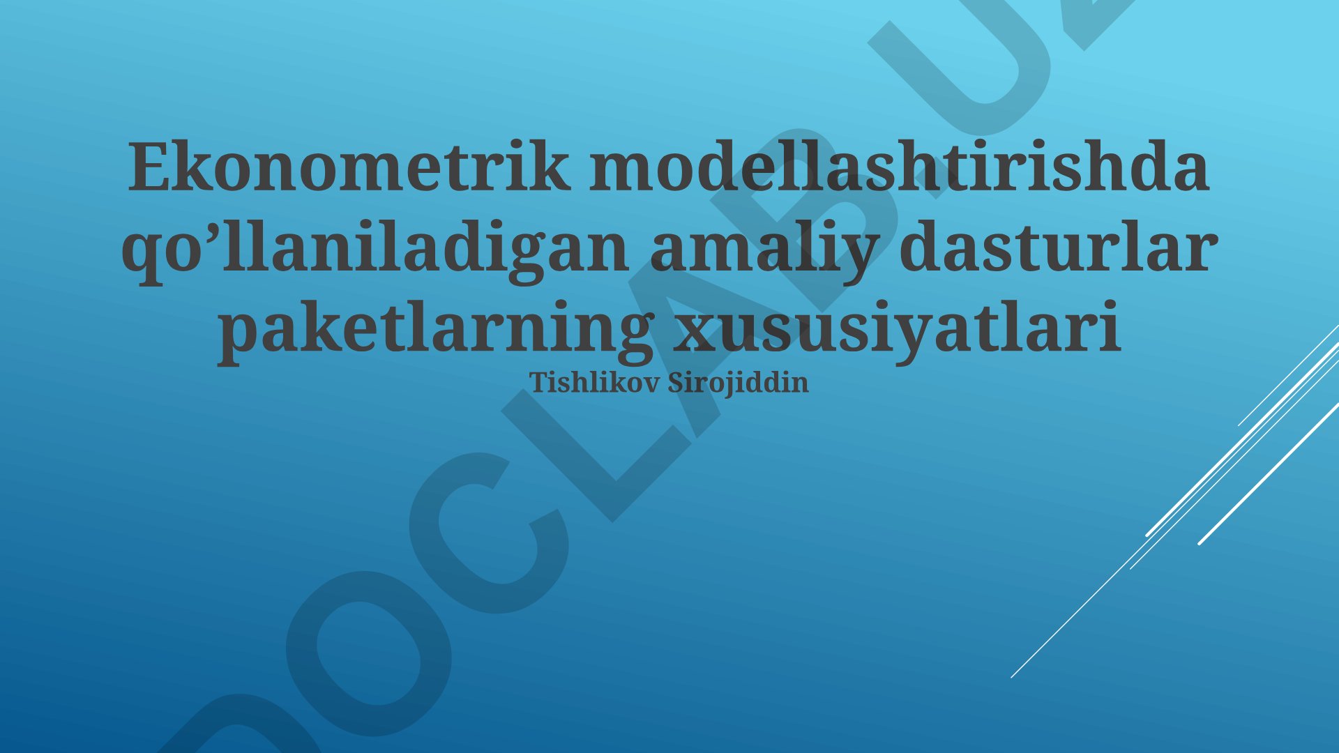 Ekonometrik modellashtirishda qo'llaniladigan amaliy dasturlar paketlarning xususiyatlari