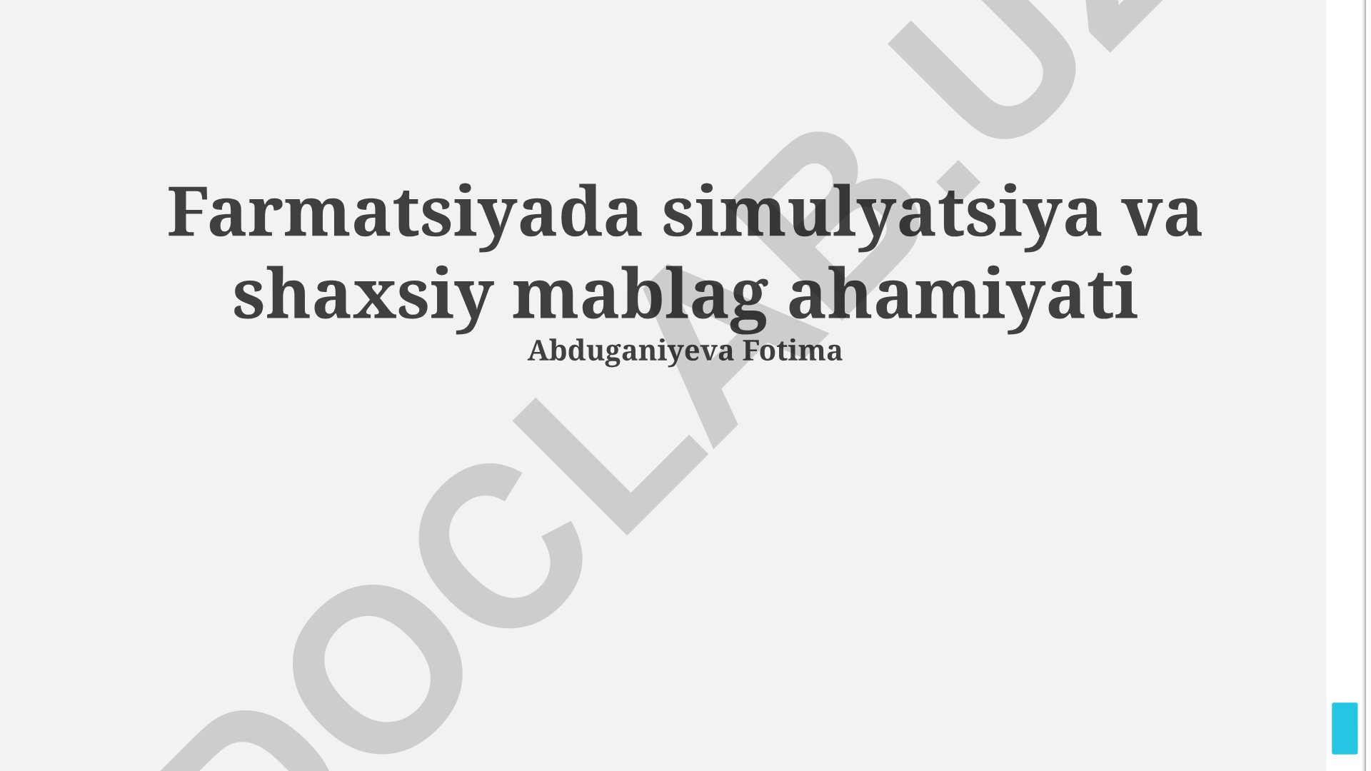 Farmatsiyada simulyatsiya va shaxsiy mablag'lar ahamiyati