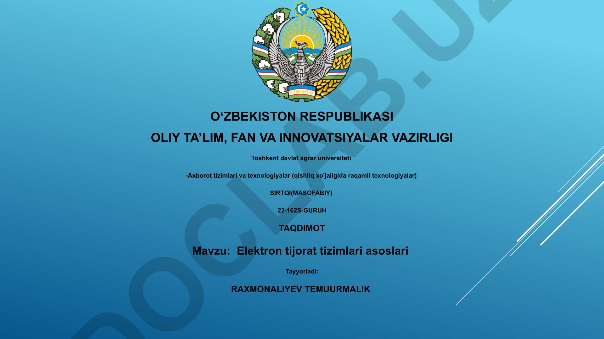 Elektron tijorat tizimlari asoslari