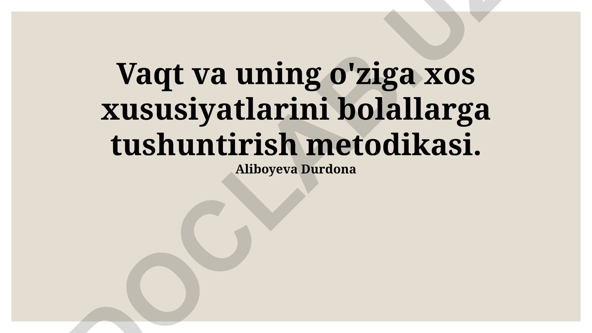 Bolalar uchun vaqtni o'rgatish metodikasi