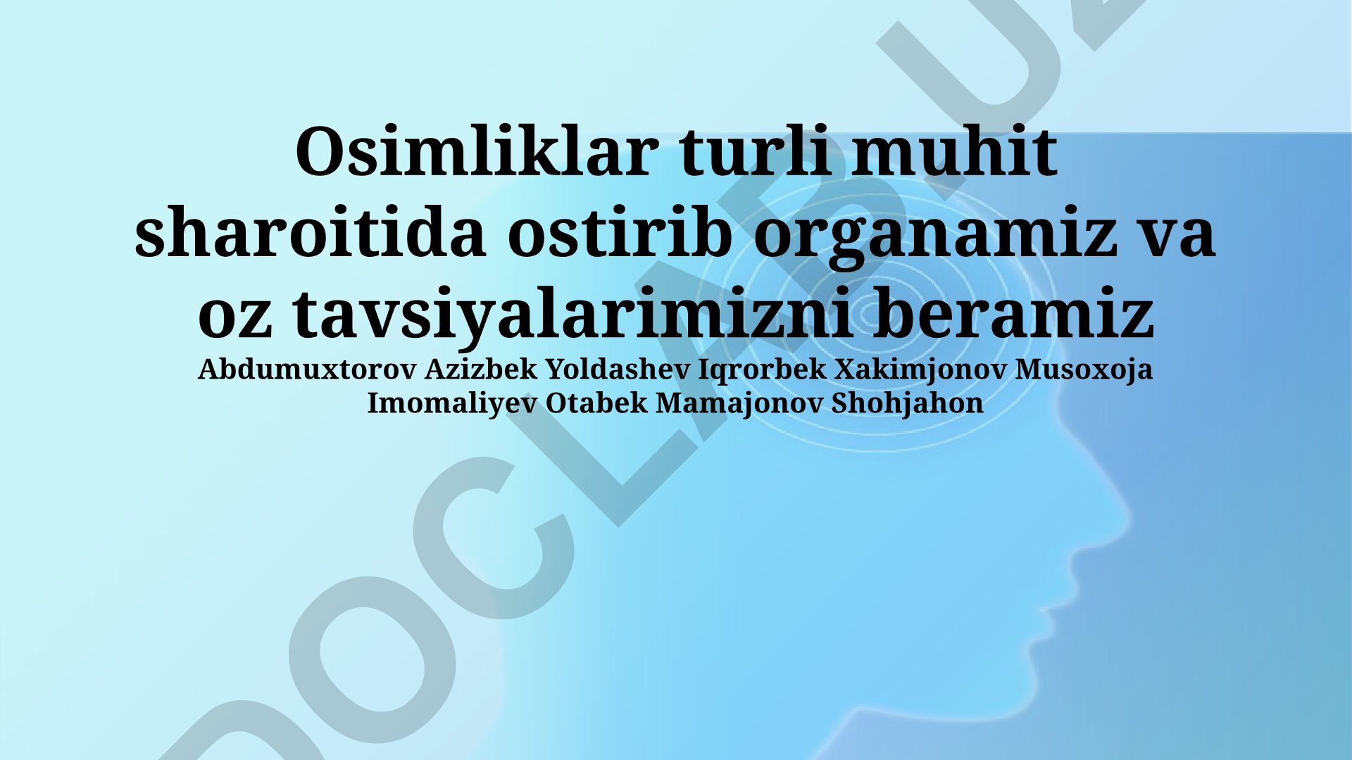 Turli ekologik sharoitlarda o'simlik yetishtirish va tajribalar