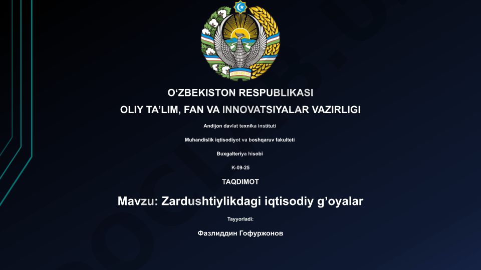 Zardushtiylikdagi iqtisodiy g'oyalar