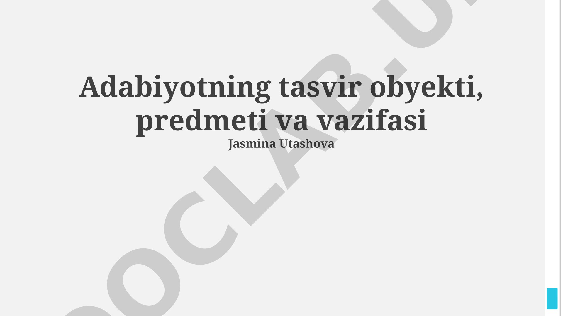 Adabiyotning tasvir obyekti, predmeti va vazifasi