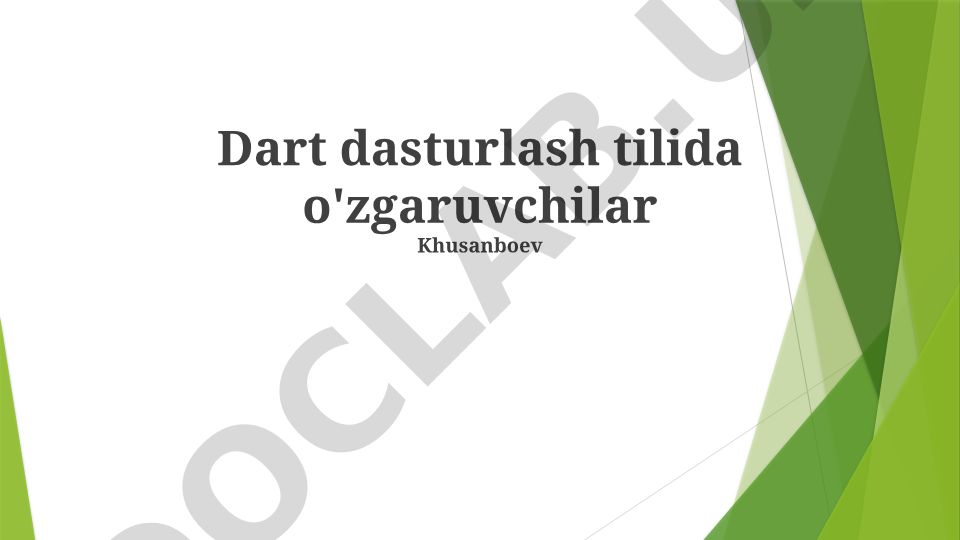 Dart dasturlash tilida o'zgaruvchilar va ma'lumot turlari