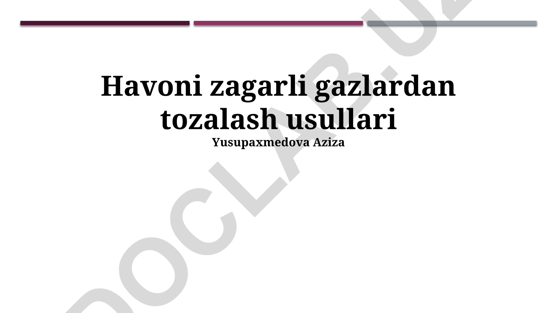 Havoni zararli gazlardan tozalash usullari