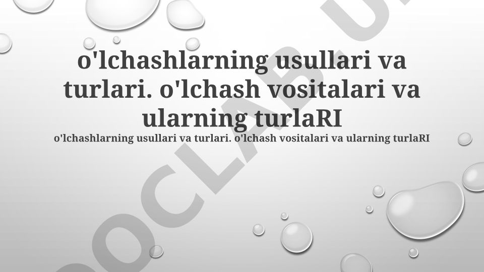 O'lchash usullari, vositalari va xatoliklari