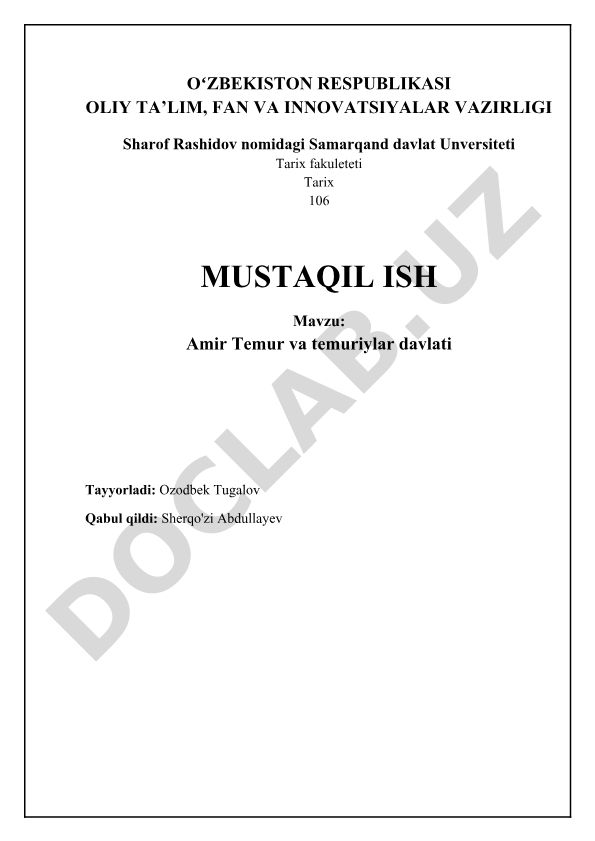 Amir Temur va temuriylar davlati