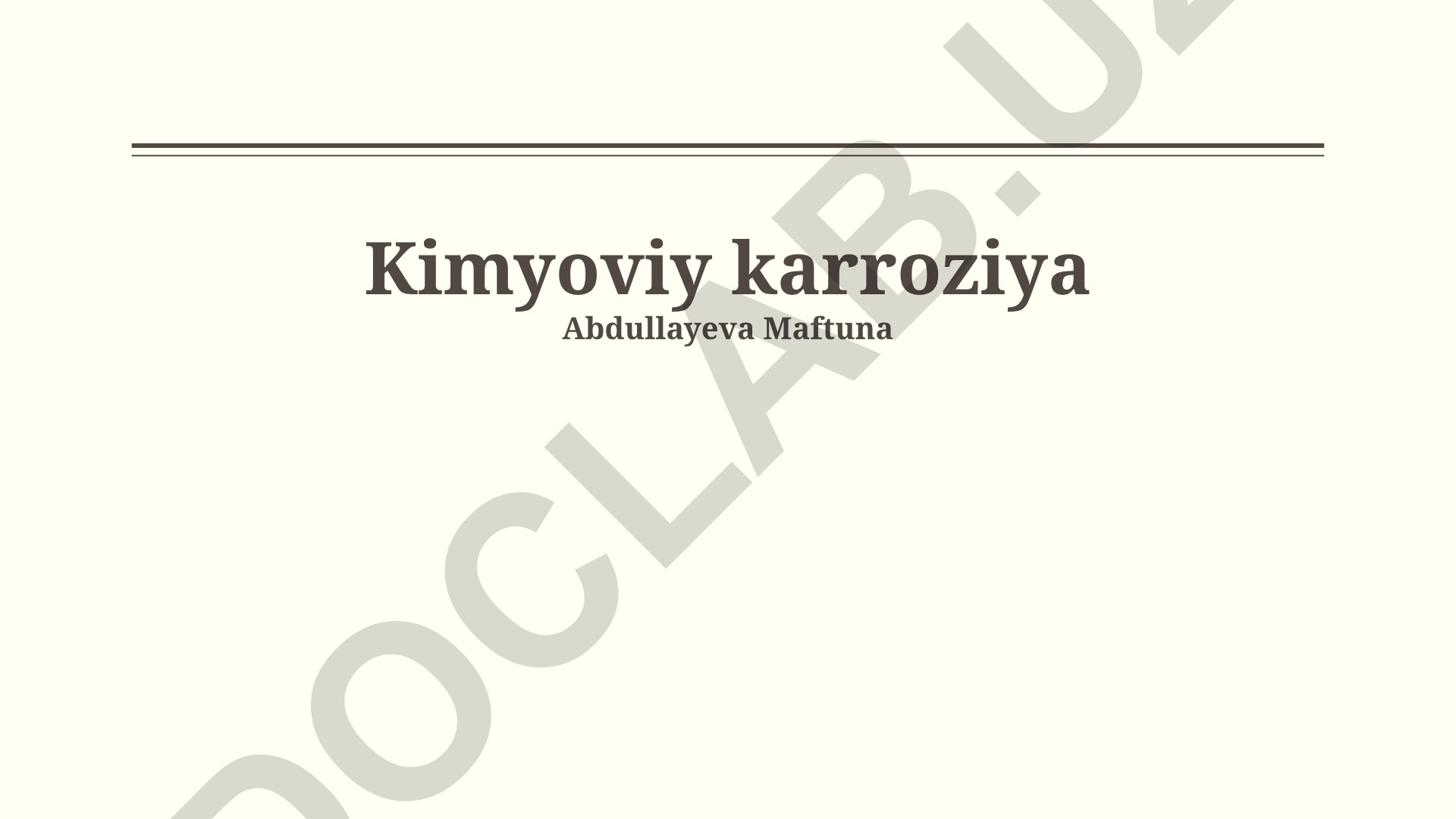 Kimyoviy korroziya turlari va korroziyadan himoya usullari