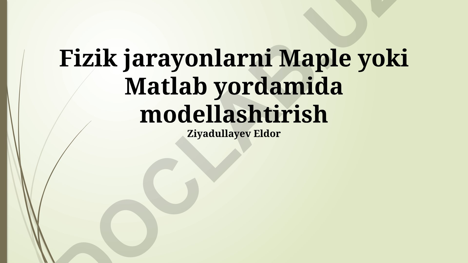 Maple va MATLABda fizik jarayonlarni modellashtirish