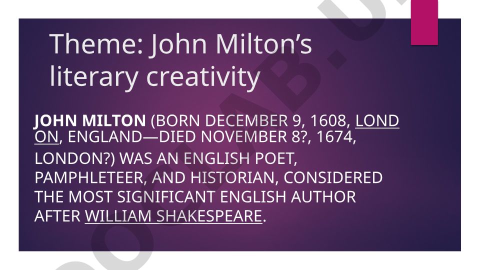 John Milton’s literary creativity