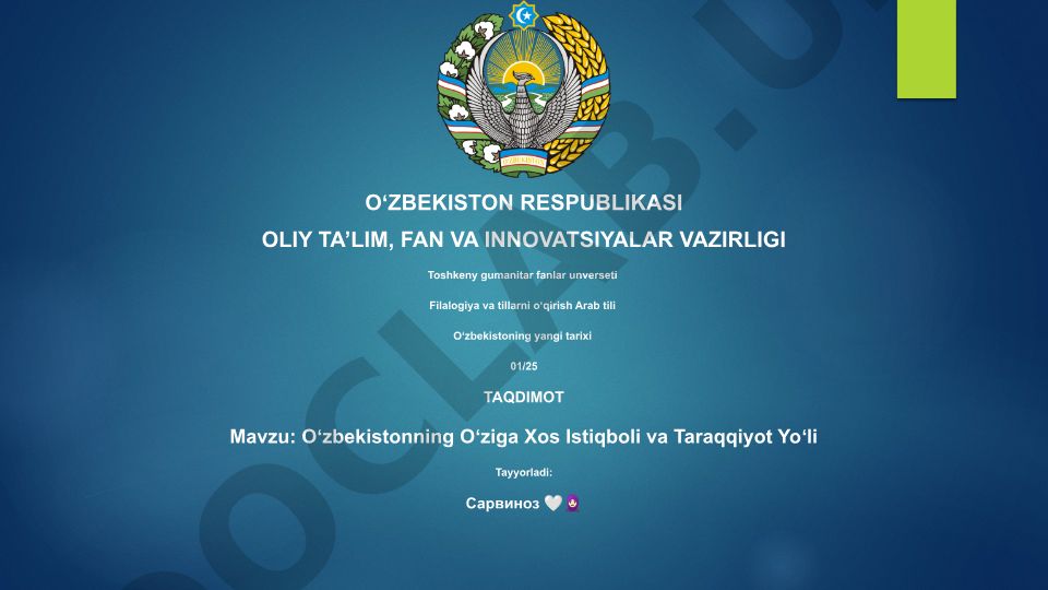 O'zbekistonning O'ziga Xos Istiqboli va Taraqqiyot Yo'li