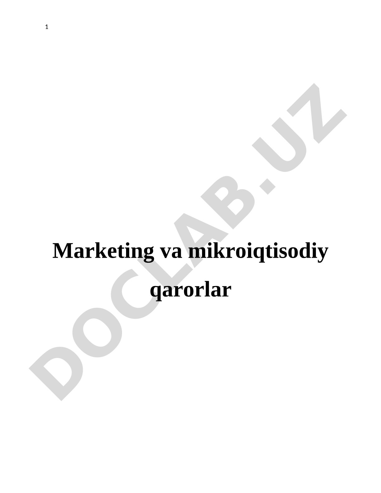 Marketing va mikroiqtisodiy qarorlar