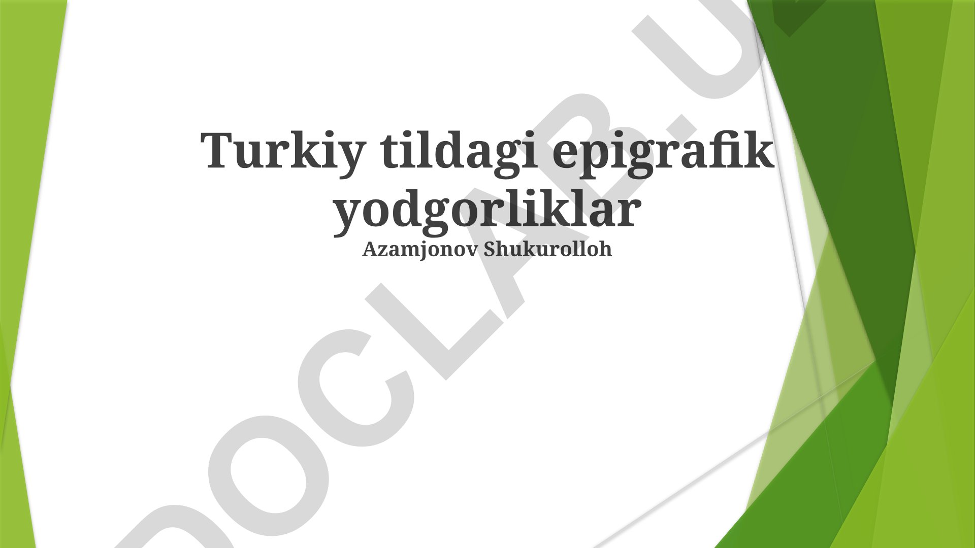 Turk tilidagi epigrafik yodgorliklar: xronologiya, geografiya va lingvistik tahlil