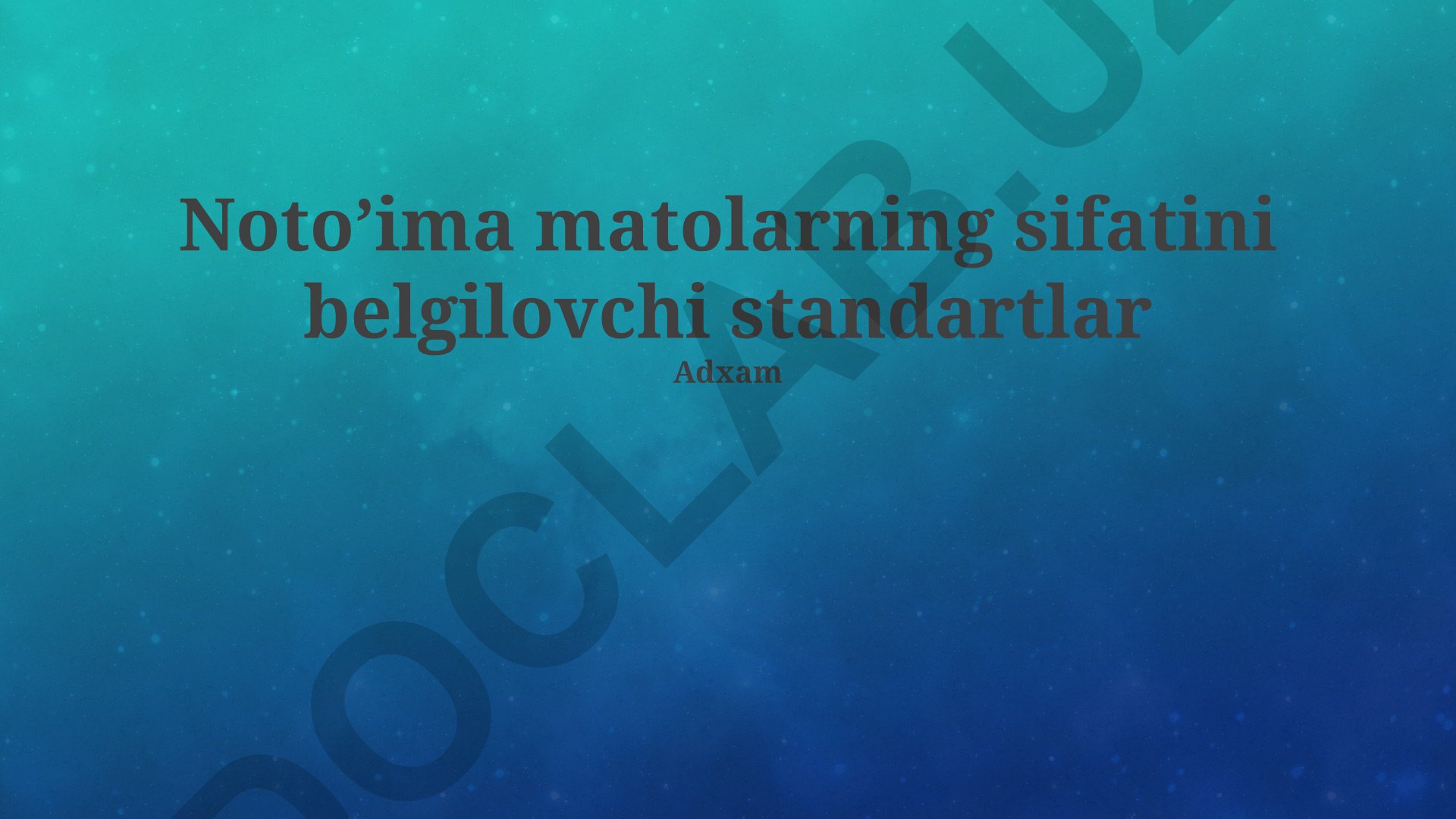 Noto'ima matolar sifatini belgilovchi standartlar va nazorat